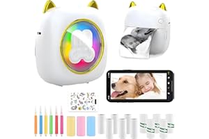 DSXVJHD Wireless Mini Thermal Printer, Portable Pocket Printer with 14 Rolls Paper, Bluetooth Sticker Label Machine Compatible Android/IOS for Photos, Labels