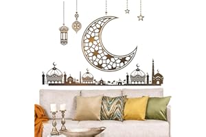 ‎KOIROI Ramadan Aufkleber Wanddekoration, Muslim Ramadan Kareem Wandtattoo, Eid Mubarak-Wandkunst-Dekoration, 3D-Ramadan Mond und Stern Aufkleber, Ramadan Dekorationen, Wandaufkleber für Zuhause