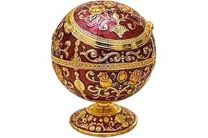 AITELEI Cenicero de Bola metálica Resistente al Viento con Tapas para cenicero Portátil de Cigarrillos con Estampado a Mano, cenicero de Bola para Exteriores en Interiores y hoteles, Bonito Regalo…