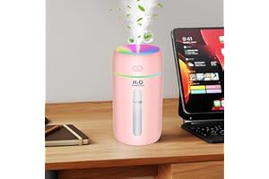 kissleaf 250ml Compact Glow-in-the-Dark Luftbefeuchter für Desktop, Auto, Büro mit bunten Cool Light Funktion Air Humidifier, Ultra Silent Indoor Raumbefeuchter (Pink)