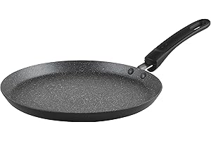 Russell Hobbs Metallic Marble Pancake Pan - 25cm Crepe Frying Pan, 9.8" Non-Stick Flat Skillet Griddle, Suitable for Induction Hobs, Soft Grip Handle, Durable Forged Aluminium, Easy Clean