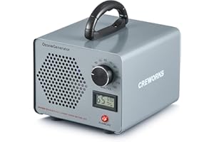 CREWORKS Générateur d'Ozone 15000 mg/h Domestique Commercial Machine Purification à Air Élimination des Odeurs Pièce de 300 m² avec Minuterie pour Salle Voiture Maison Bureaux, Gris