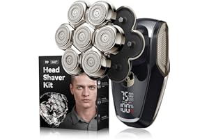 BAZIVVE Head Shavers for Men, Detachable Bald Head Shaver, Type-C Easy Recharging with LED, IPX7 Higher Waterproof Wet/Dry Grooming Kit for Head, 100 Mins Longer Using Time