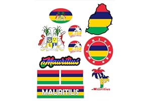 aprom Planche d'autocollants Maurice - Drapeau de voiture - 17 x 24 cm - Nombreux motifs