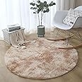 Skade Round Area Rug, Fluffy Rugs for Bedroom, Cute Rugs for Room, Fuzzy Rugs for Nursery Playroom, Circle Rugs for Kids Room, Shag Carpet Rugs for Reading Nook (60 * 60 CM, Light Tan)