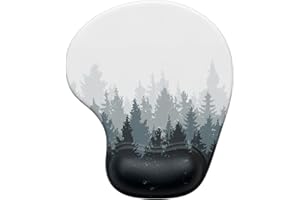 Hsurbtra Tapis de Souris, Ergonomique Tapis de Souris Gamer avec Repose Poignet en Gel, Portable, Parfait pour Ordinateur, Bureau, Travail, Forêt Blanche