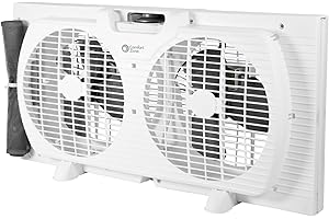 Ventilateur de fenêtre double Comfort Zone avec régulateur silencieux, contrôle réversible du flux d'air, 22,9 cm, 3 vitesses, extensible, échappement, 3 m/sec