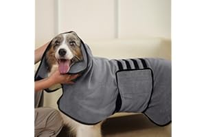 HezzLuv Peignoir pour Chien Microfibre Ultra Absorbant, Manteau de Séchage pour Chien pour Un Séchage Rapide, Serviette Douce pour Chien pour Chiots et Animaux Adultes, Bain, Natation et Toilettage