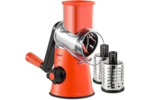 GEEDEL Rotary Cheese Grater, Vegetable Slicer with Three Drum Blades, Grater for Kitchen Faster and Easy Cutting, Rotary Drum Grater Ideal for Cheese, Cucumber, Carrot, Nuts, etc