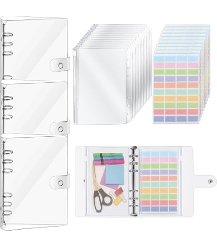 Lot De 2 Classeurs à Anneaux A6 – Transparents, étanches – Fermeture Par Bouton Pression – Pour Feuilles Volantes, école, Bureau