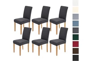 AngLink Stuhlhussen 6 Stück, Stuhlhusse Stretch Grau, Elastischer Stuhlbezug Stretch Abnehmbare Waschbar Stuhlbezug Langlebig Universal, für Esszimmer, Hotel, Bankett, Hochzeit, Partys Deko