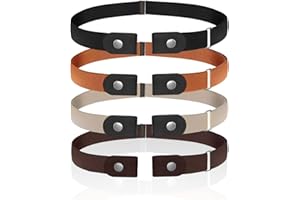 NEUSID 4 Stück Gürtel Ohne Schnalle, Elastischer Stretch Gürtel für Kinder Jungen Mädchen Verstellbare Schnallenfreier Unsichtbare Stretchgürtel Kindergürtel mit Leder