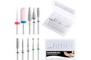 BNG Ensemble De Forets à Ongles, 10pcs Kit De Forets à Ongles éLectriques 3/32" Lime à Ongles Diamant/CéRamique Pour Ongles En Gel Acrylique Enlever Les Cuticules Manucure PéDicure Professionnelle