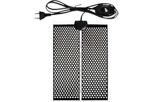 Geoyien Manta termica Reptiles, 15 * 28cm Manta termica terrario, Alfombrilla calefactora, Impermeable y Resistente a la Humedad, Temperatura Ajustable (0-35 Grados) Enchufe Europeo (7W, 220V-240V)