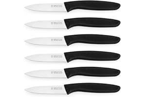 targzier Gemüsemesser 6 Stück,gerades Obstmesser, Schälmesser Aus Edelstahl,ultrascharfes Gemüse- Und Obstmesser,Küchenmesser Mit Schwarzem Kunststoffgriff,spülmaschinenfest (schwarz)
