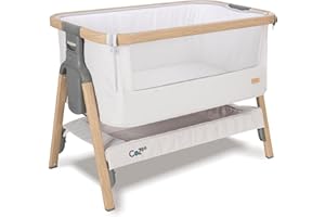 Tutti Bambini CoZee® Next To Me Crib & Standalone Baby Cot, Co-sleeper - Foldable Baby Bed, Baby Crib with 6 Height Levels, Baby Bedside Crib, Travel Cot, Mattress Included (0-6 Months) - Silver & Oak