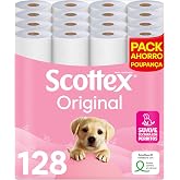 Scottex Original toilet paper, 128 rolls, 4 packs of 32 two-ply rolls that provide the right balance in softness and strength