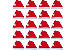 YoniYa 20PCS Cappello di Babbo Natale - 30×40cm - Cappello di Babbo Natale - con Pompon - Cappello di Babbo Natale - per Adulti - Cappello di Natale Cappello di Natale