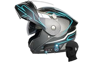 BDTOT Bluetooth Modular Helmet Motorcycle Modular DOT/ECE Approved Full Face Integrated Flip up Dual Visor ​Anti Fog Sun Shield Built-In Dual-Speaker Bluetooth Headset for Men Women