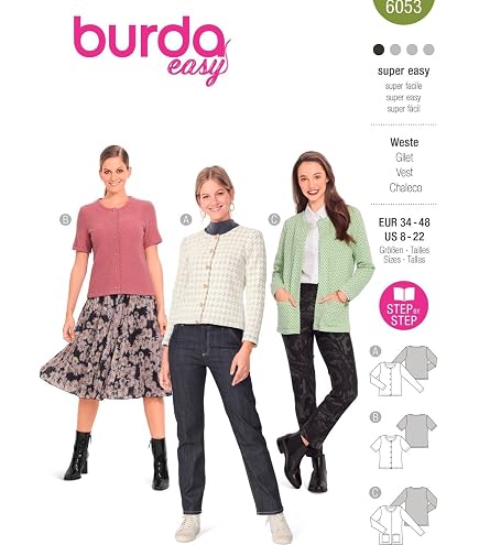 Patron De Couture Burda B6100 - Veste Féminine Avec Encolure V - Taille 34-44 - Niveau Intermédiaire - 3
