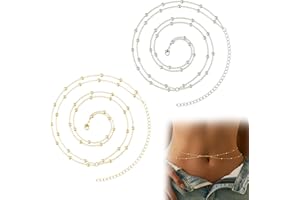 ZWWOGE Chaîne de Ventre en Acier Inoxydable - Bikini et Corps Argent et Or, Ceinture Dorée, Bijou de Plage d'Été Réglable