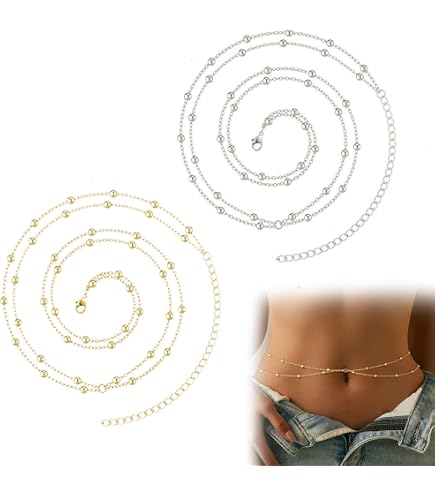 Chaîne De Taille Boho à Strass - Ensemble 4 Pièces Or, Chaîne Ventre Bijou Corps Pour Femme, Accessoire Plage été