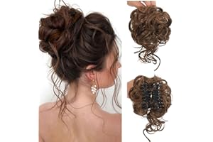 SJZDYLXY Claw Messy Bun Hair Pieces Clip Wavy Curly Hair Chignon Clip in Hairpieces Tousled Updo Donut Hair Bun Synthetic Hair Ponytail for Women Girls