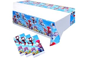Alviller 3Pcs Spiderman Table Cloth, 180cm*108cm Waterproof Superhero Party Tablecloth Rectangular Plastic Avengers Table Cover for Kids Birthday Themed Party Decoration