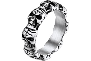Richsteel Anillos de Calavera Demonio Satán Gotico Argollas Sello Cabeza de Diablo Hip Hop Rock, Acero Inoxidable, Tres Colores