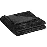 Amazon Basics Fluffy Soft Fleece Blanket - Cozy Heatless Sofa Blanket, 127 cm x 152 cm, Black