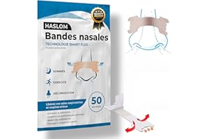 Haslom® 50 Bandelettes Nasales Premium, Améliore la Respiration et l’Oxygénation, Anti-Ronflement pour le Sommeil, Adhérence Maximale pour Sport et Sommeil