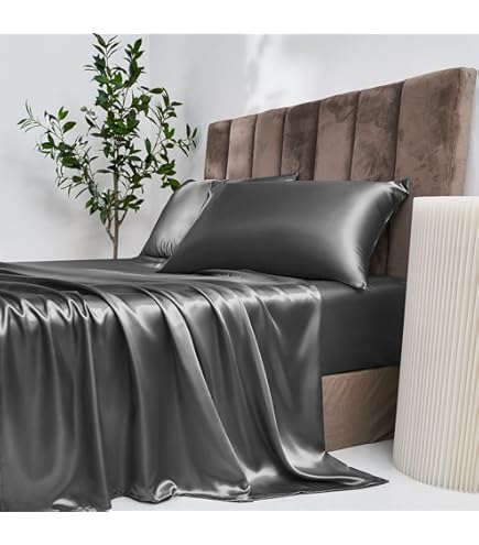 Cinderella Sundays - Hoeslaken (tot 25 cm) - Satijn - 80x200 cm - Anthracite | Leen Bakker