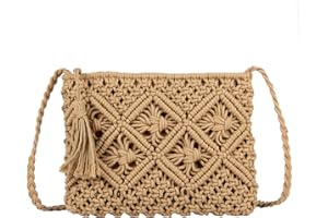 SUKUTU Women’s Handwoven Crossbody Purse Summer Beach Straw Messenger Bag Woven Cotton Handmade Shoulder Handbag
