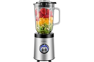 ‎STEINBORG Steinborg® Standmixer Glas Edelstahl 800 Watt 1,5 Liter Glaskrug Universal Power Mixer Smoothie Maker Zerkleinerer Multifunktionsmixer 6-Fach Messer Ice Crusher 5 Stufen + Pulse Funktion