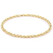 Carissima 9k Weißgold Armband – 3.1mm Diamantschliff, Prinz Von Wales Muster, 375er Gold, Für Damen & Herren