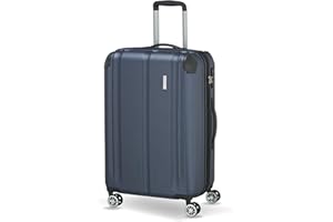 Travelite Hartschalenkoffer mittelgroß, erweiterbar, 4 Rollen, City, Trolley mit kratzfester Oberfläche, TSA Schloss, Dehnfalte, 68 cm, 78-86 Liter