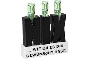 QESSUVNC NIX Geschenk, 3D-Druck von NIX-Buchstaben mit Löchern für Geldscheine, Nichts Geschenk Desktop Dekoration, Lustige Geschenke Geburtstagsgeschenk für Frauen Männer