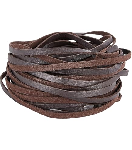 esnado Lederen band plat 5 mm x 1,5 mm. Kleur: antiek lichtbruin Lengte: 5 meter