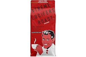 KIQO COFFEE & TEA LUCIFERS ROAST 500g XTREME Kawa marki KIQO z Włoch - mocna kawa - o niskiej kwasowości - z 571mg kofeiny - 100% Robusta (Kawa Ziarnista XTREME, 500g)
