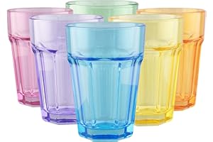TREND FOR HOME 6 Verre a Eau Lot de 6 Verres Colorés 425 ml Grand Verre à Cocktail Verres à Eau Verres à Jus et Soda Verre Milkshake Verre a Smoothie Tumbler Verre Couleur, Alva