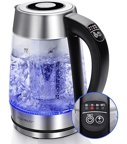 Bollitore Elettrico In Vetro Lentz Con LED, 1,7 Litri, Colore Marrone, Per Tè E Infusi