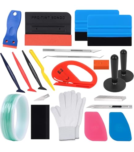 Pro Vinyl Wraps Applicator Tool Kit Window Tint Car Wrapping Film Tools Includes Felt Squeegees, Plastic Scraper, Knife And Blades, Magnetic Holders - View #8