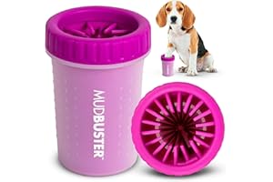 Dexas MudBuster Pfotenreiniger für Hunde, tragbar, Haustierbedarf und Hundezubehör, Größe M, Fuchsienfarbe