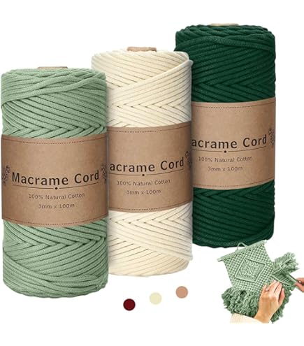 Fil De Macramé 3 Mm, 100 M, 3 Ply, Plusieurs Couleurs, Fil De Coton