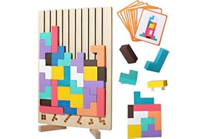 ELECTRI-HQ Holzpuzzle Tetris, Lernspielzeug, Montessori-Spiele 3 4 5 6 Jahre, Intelligenz Jigsaw, Gehirn Spielzeug, bunt, geometrische Blöcke Tetris, Geschenk für Kinder