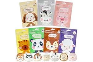 TAIMEIMAO 7 Pezzi Maschere Viso Bambina, Maschera Viso Animali, Maschera Viso Antirughe, Maschere Viso in Tessuto, per Azione Idratante, Detergente, Set Skin Care Ragazza