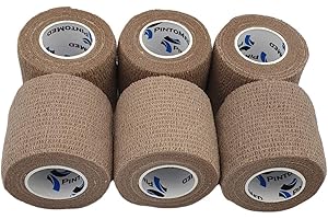 PintoMed - Venda Cohesiva - 6 x BEIGE OSCURO - 6 rollos x 5 cm x 4,5 m estirado - Vendaje autoadhesiva elástica y flexible, Cinta adhesiva, Vet Wrap, Tape, Primeros auxílios y lesiones