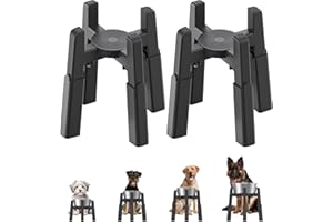 JUNSPOW Support de gamelle pour Chien avec 4 hauteurs réglables (Lot de 2), gamelle surélevée pour Grands Chiens, Stable et antidérapante [Support Uniquement]