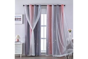 XiDi Tende Termiche Oscuranti con Occhiello per Soggiorno Rainbow Wall Decor Tende Grigie Doppio Strato con Rete 87×183 cm Pink LightgreyGrey/86/183/2 IT