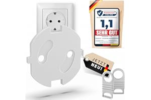 MODERNUP PREMIUM Steckdosen Kindersicherung mit Drehmechanik (15x) – extrem SICHER für Babys & Kleinkinder, wiederverwendbar dank Ersatzkleber - Kinder Steckdosenschutz mit Spezialschlüssel zur Demontage